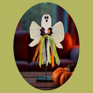 Glitter Ghost Halloween Wand Party Favor Costume Acc Floral Pick Dec Photo Prop